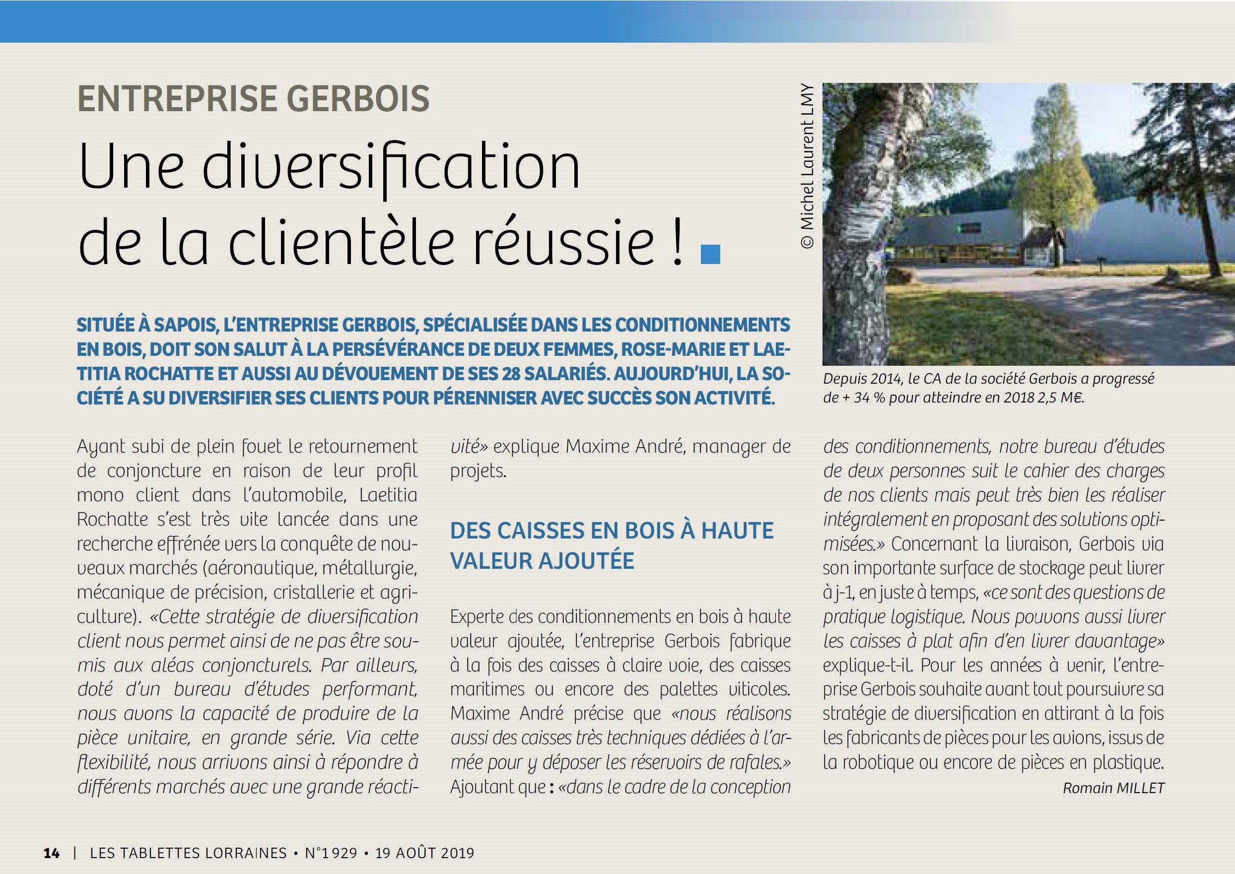 Parutions dans Les Tablettes Lorraines 14 septembre 2019
